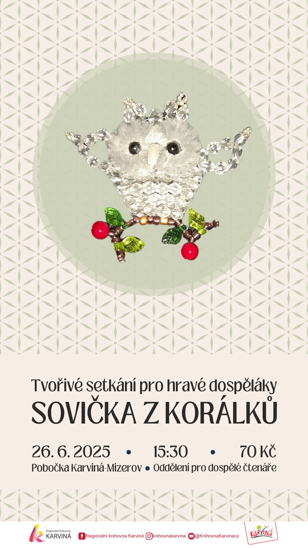 Tvořivé setkání pro hravé dospěláky - Sovička z korálků