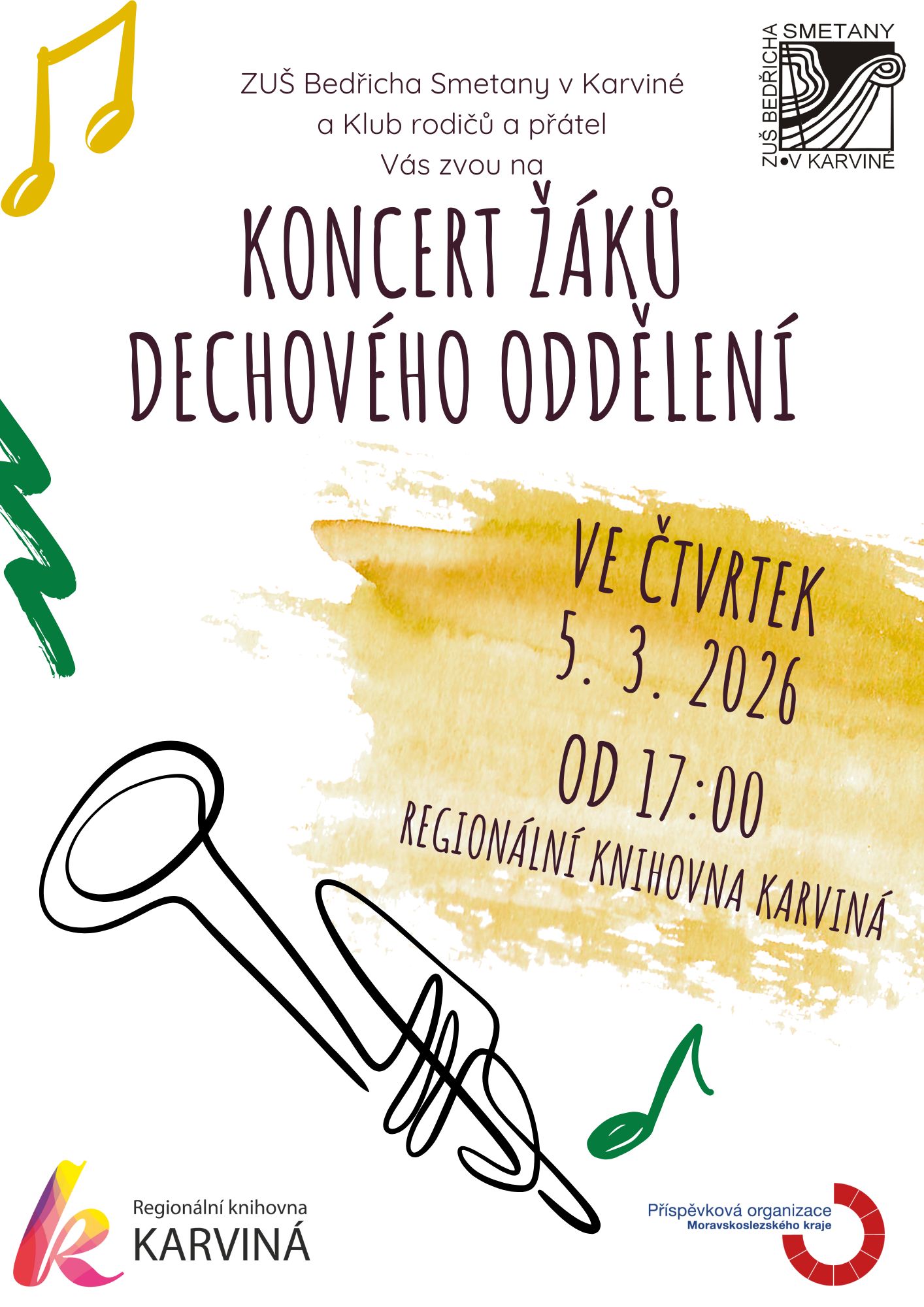 Koncert dechového oddělení ZUŠ Bedřicha Smetany 