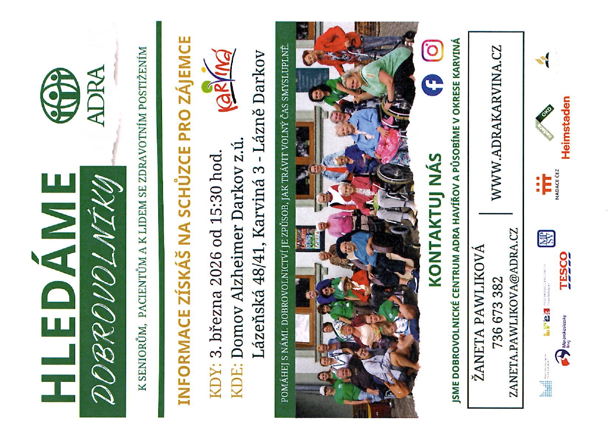 Hledáme dobrovolníky – schůzka pro zájemce